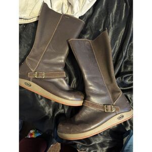 Chaco Mocha Bisque Brown Boots Womens Zip Mid Calf Leather Waterproof Size 8.5